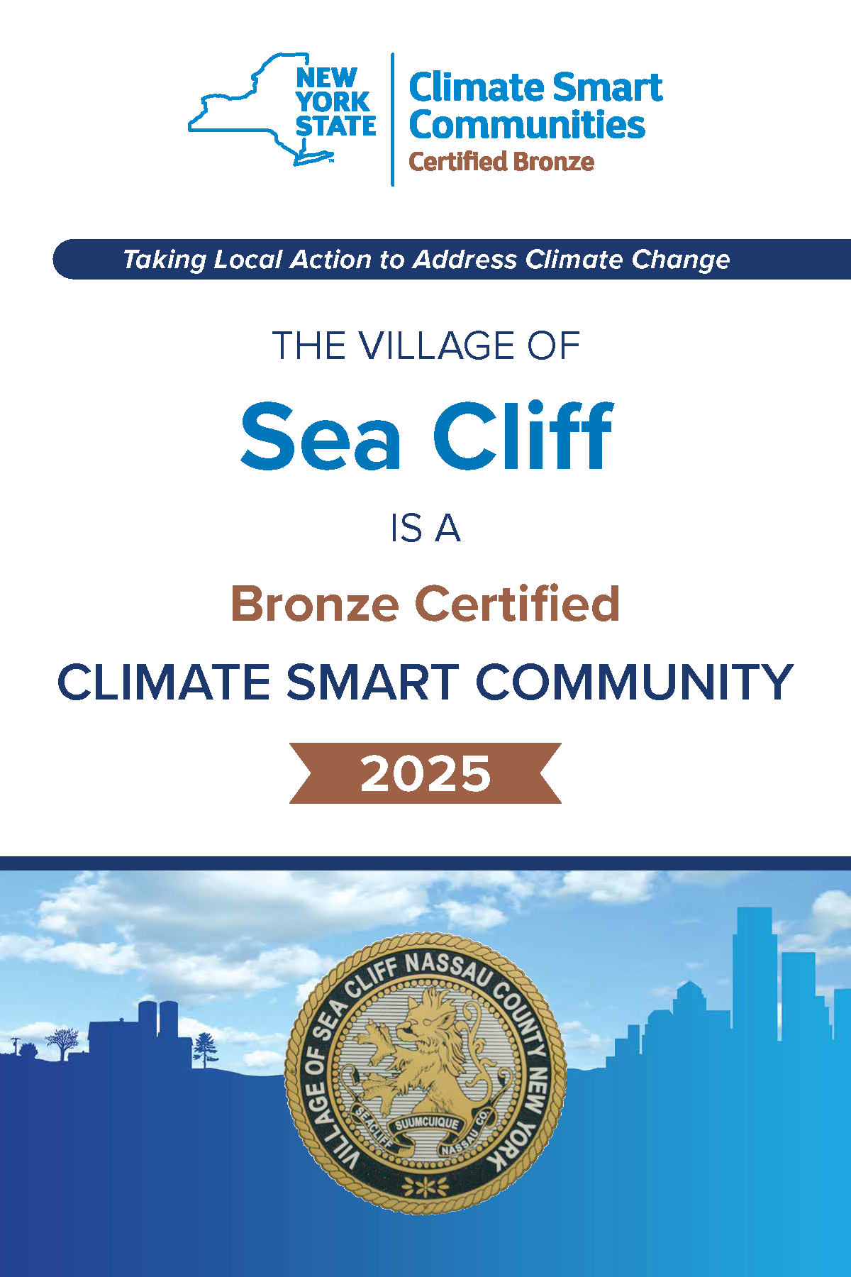 Sea Cliff Bronze Climate Smart Community Certificate 